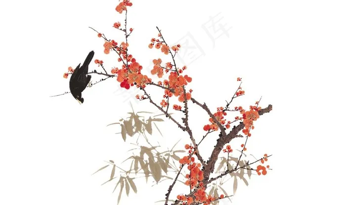 梅花中式背景墙装饰画图片