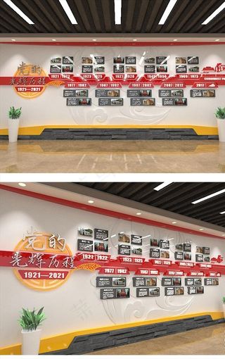 红色大气党的光辉历程党史文化墙图片