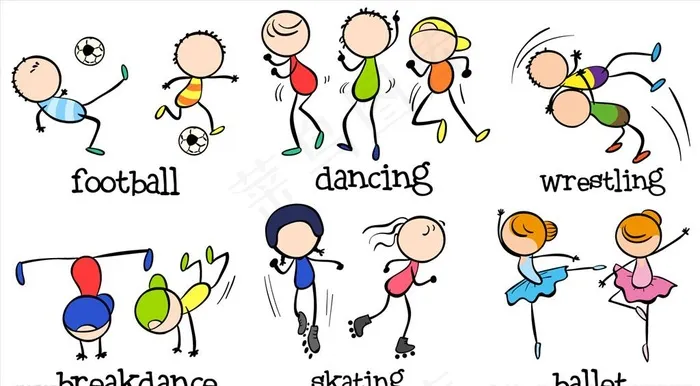 简笔画小孩图片ai矢量模版下载