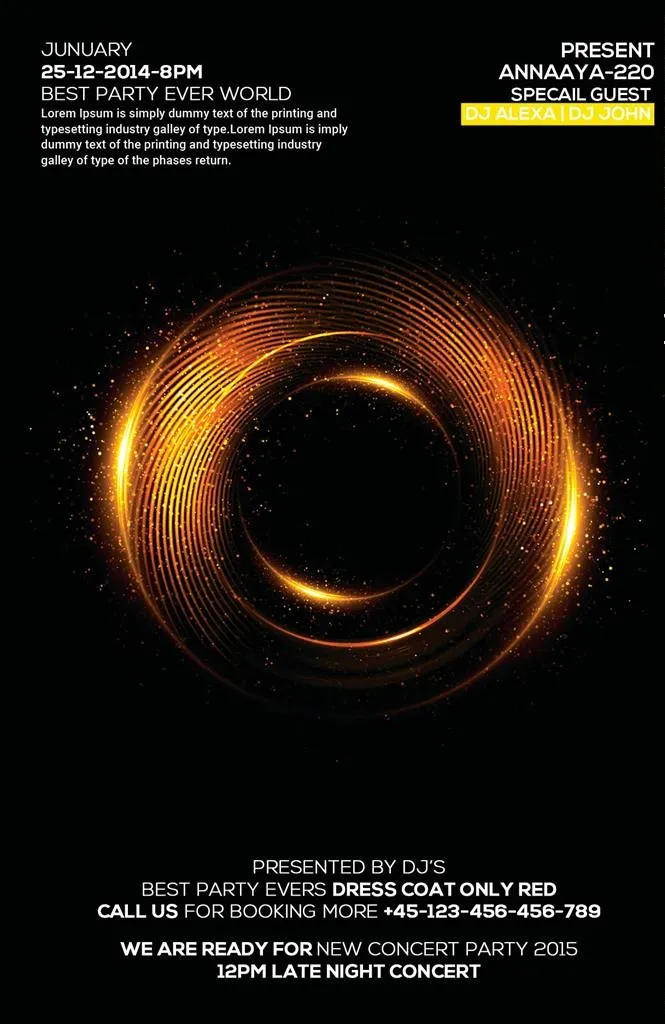 动感金色粒子金属光环创意海报图片(1275X1875(DPI:300))psd模版下载
