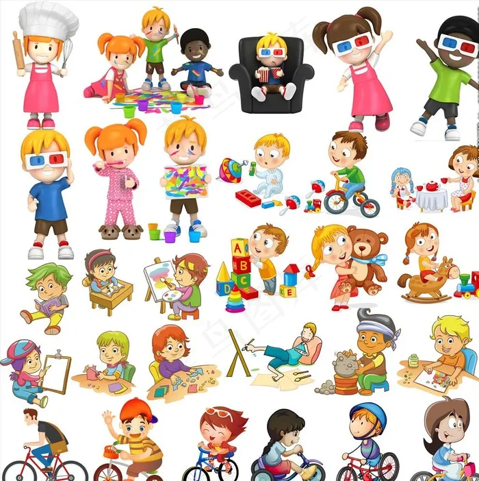 卡通小孩图片(6170X6190(DPI:300))psd模版下载