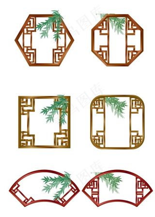 古风复古窗棂PNG素材图片