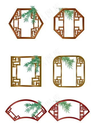 古风复古窗棂PNG素材图片