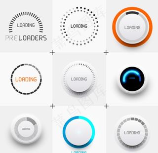 圆形白色简洁缓冲进度条图标矢量图片