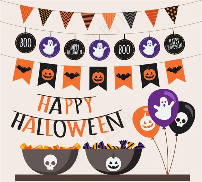 万圣节装饰元素矢量图图片ai矢量模版下载
