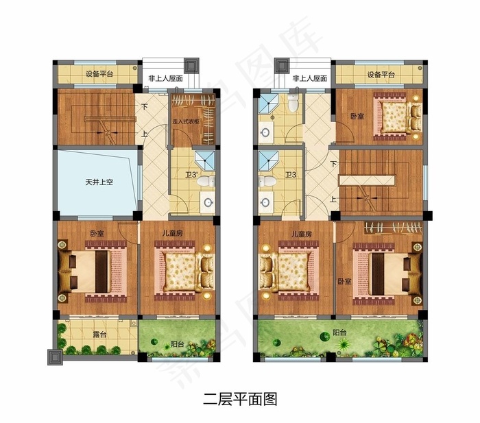 户型彩平图图片cdr矢量模版下载