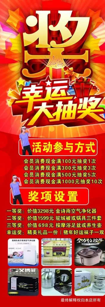 幸运大抽奖 海报展架图片(1701X4535(DPI:72))psd模版下载