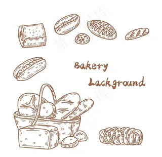 手绘烘焙面包插画图片