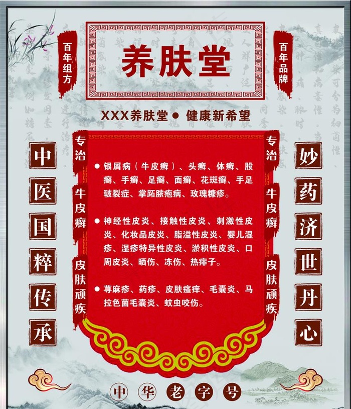 中医养肤堂展板图片