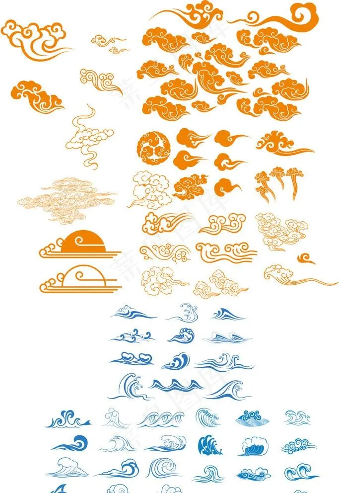 海浪云纹单个独立矢量素材图片psd模版下载