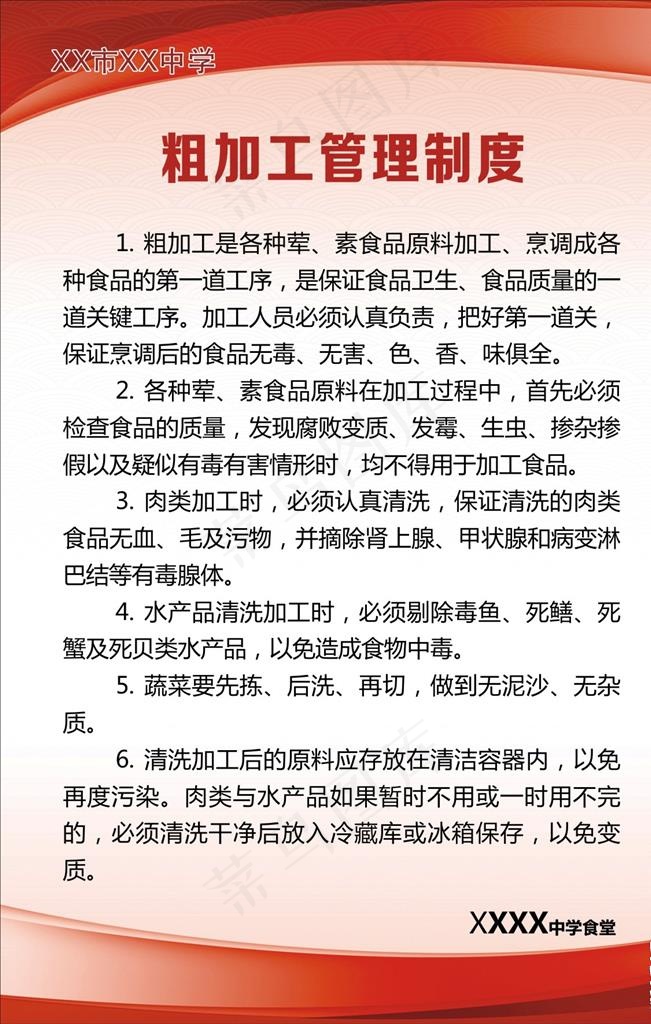 红色 底纹 制度牌 展板 食堂图片cdr矢量模版下载