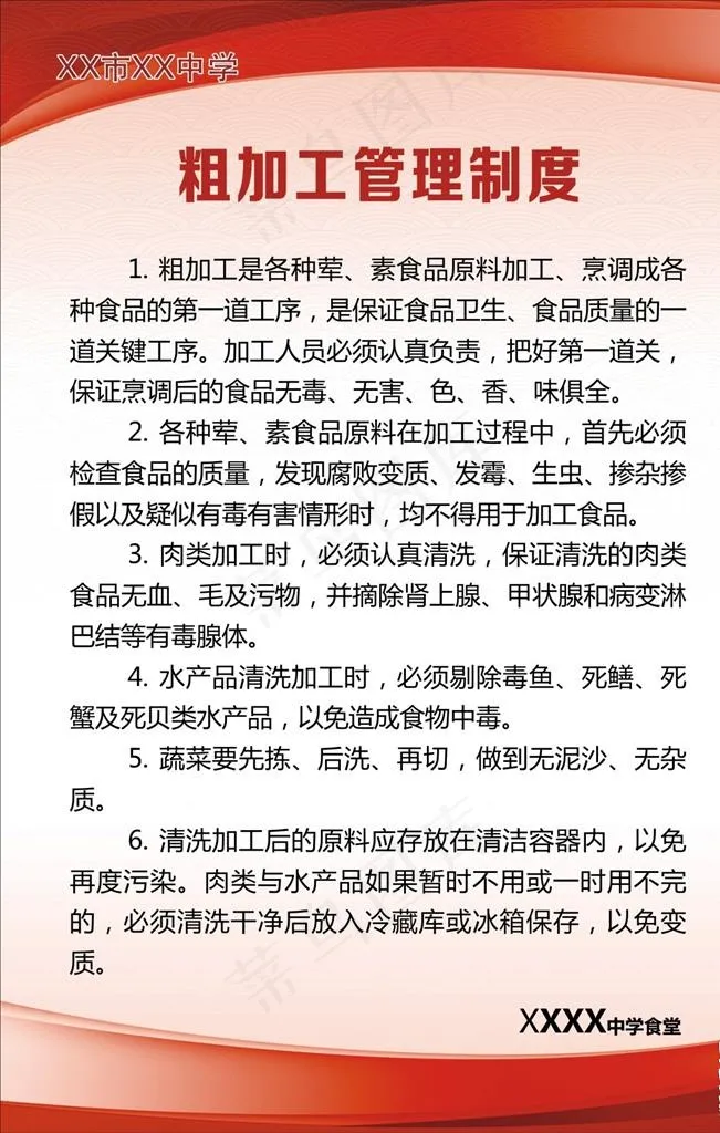 红色 底纹 制度牌 展板 食堂图片cdr矢量模版下载