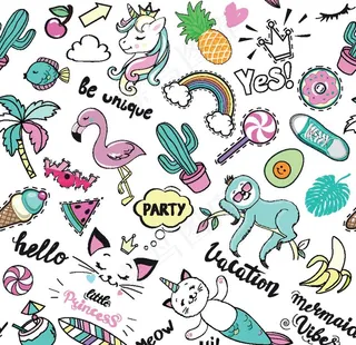 猴子彩虹马菠萝椰树火烈鸟图片