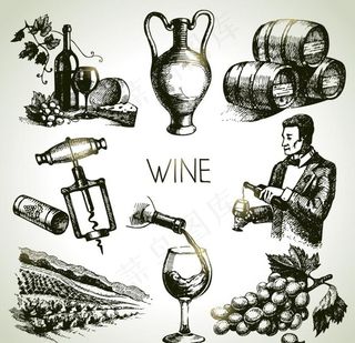手绘酒图片