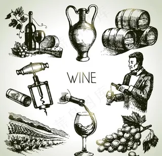 手绘酒图片