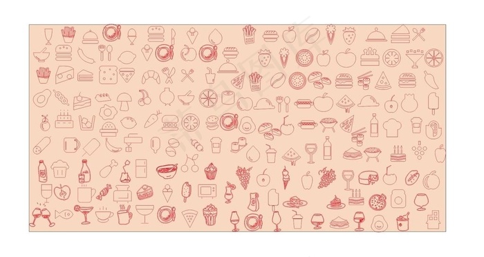 矢量食物线条背景小图标图片