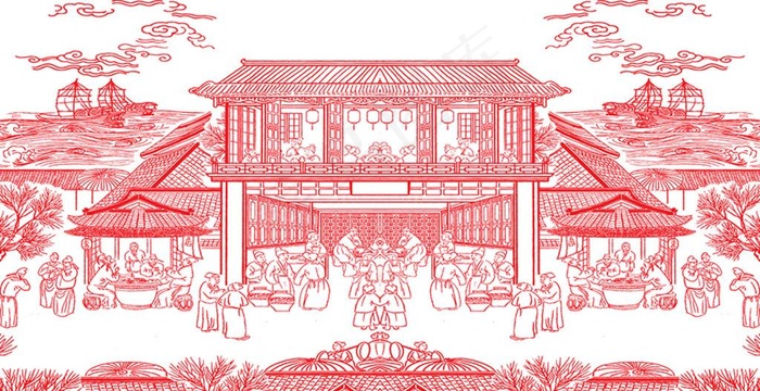 古街道 古元素图片ai矢量模版下载