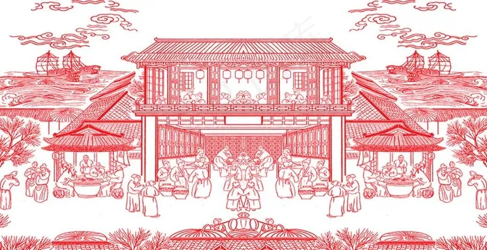 古街道 古元素图片ai矢量模版下载