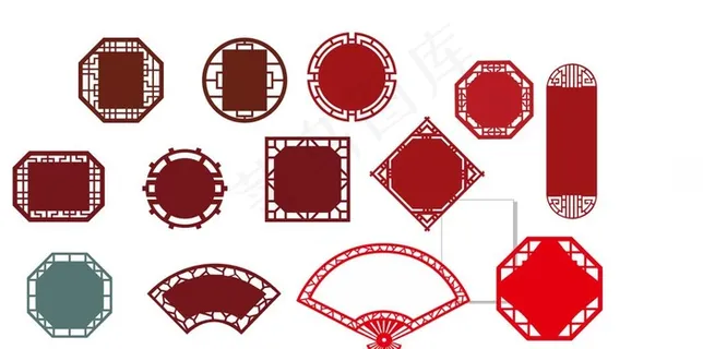 中国风校园文化仿古框边框镂空图片