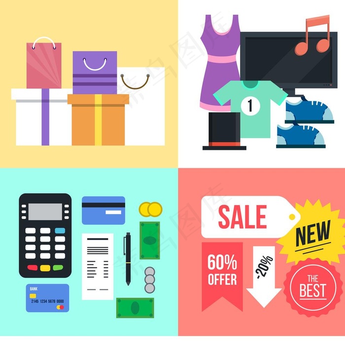 多彩的购物元素图片