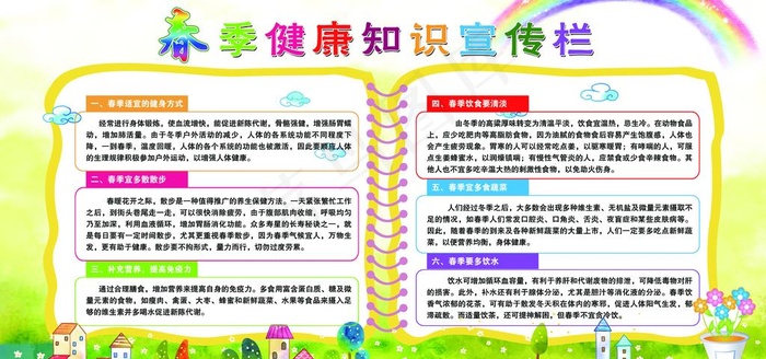 春季健康知识宣传栏图片(9449X4724(DPI:200))psd模版下载