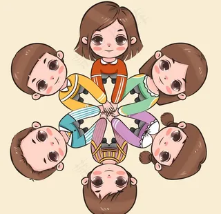 小朋友手牵手做游戏免抠元素图片