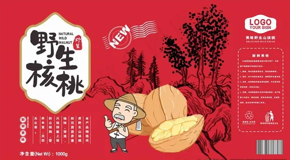 核桃包装展开图图片 核桃包装展开图图片
