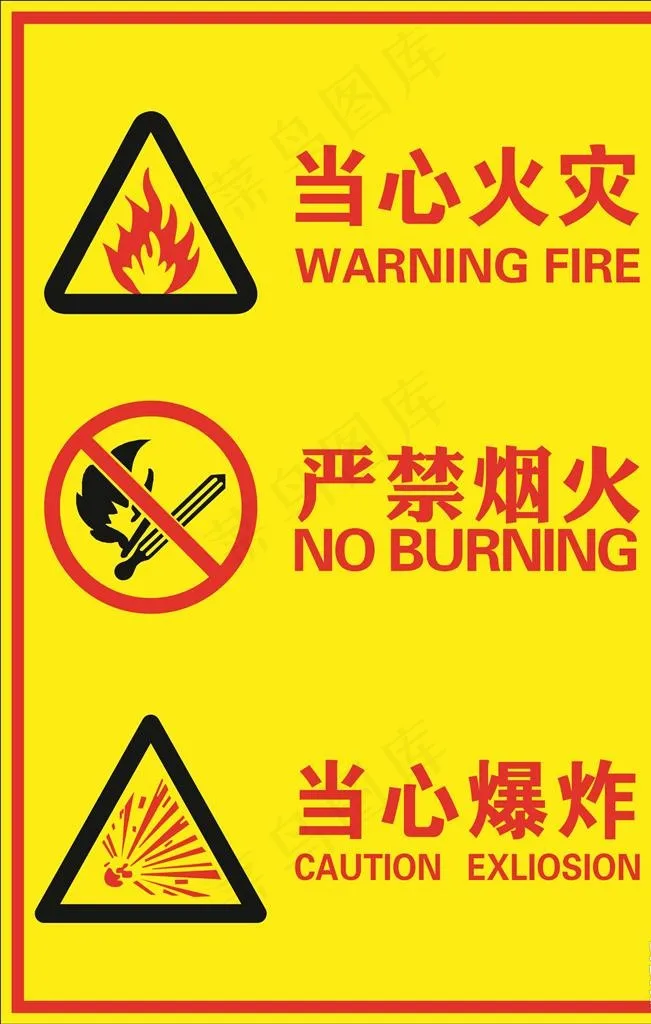 当心火灾安全警告图片cdr矢量模版下载