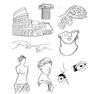 希腊人物雕像简笔绘画图片