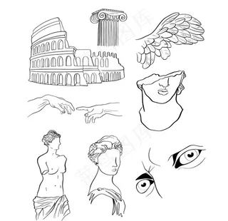 希腊人物雕像简笔绘画图片