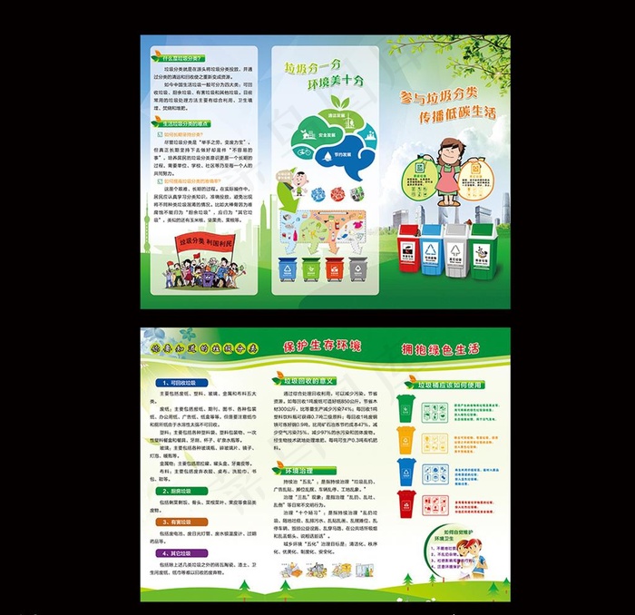 垃圾分类三折页图片