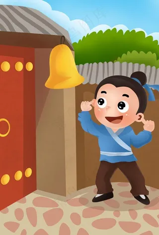 掩耳盗铃成语故事插画图片