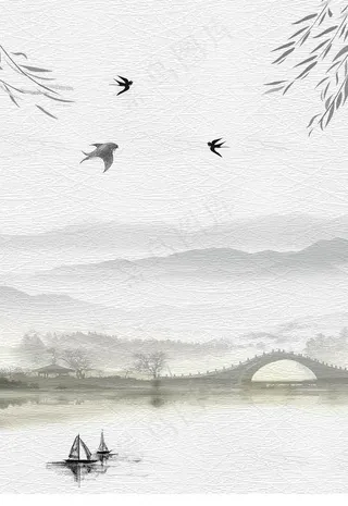 中国风淡雅水墨画背景图片