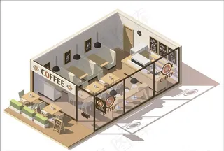 咖啡馆剖面图图片