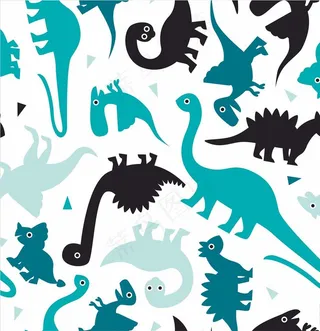 卡通恐龙四方连续底纹图片