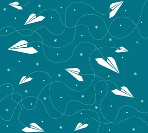 白色飞翔纸飞机背景矢量素材图片