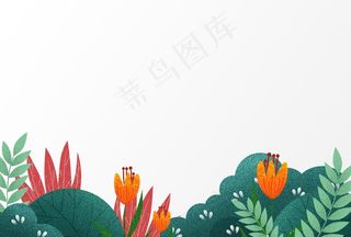 绿植边框底纹插画卡通背景素材图片