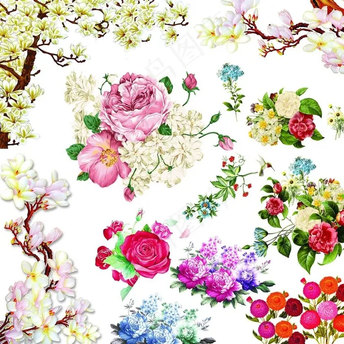 花素材图片(5906X5906(DPI:300))psd模版下载