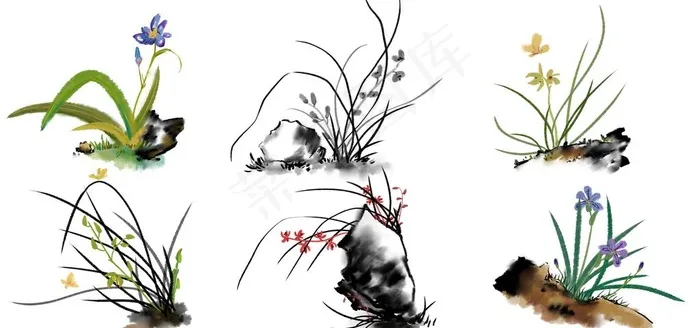 水墨兰花图片psd模版下载