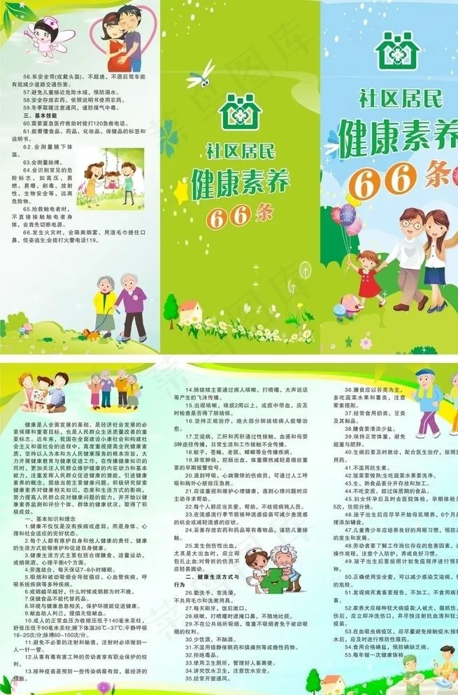 健康素养66条图片cdr矢量模版下载