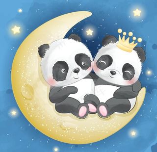 熊猫水彩画图片