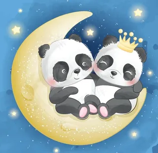 熊猫水彩画图片