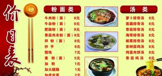 早餐价格表图片