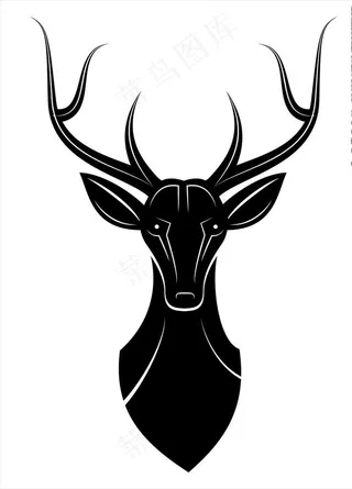 鹿头剪影矢量素材图片