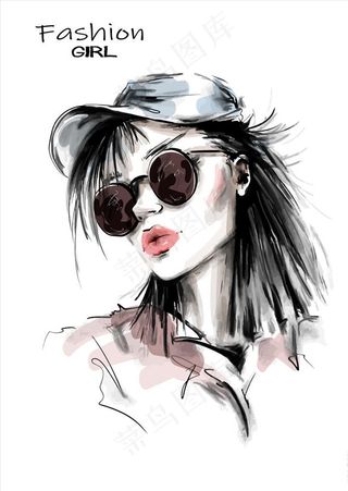 手绘女人肖像图片