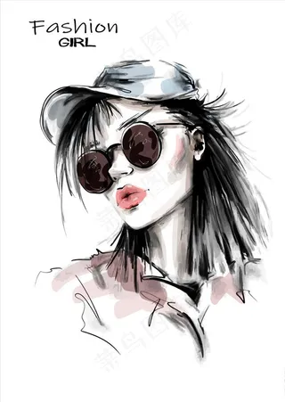 手绘女人肖像图片