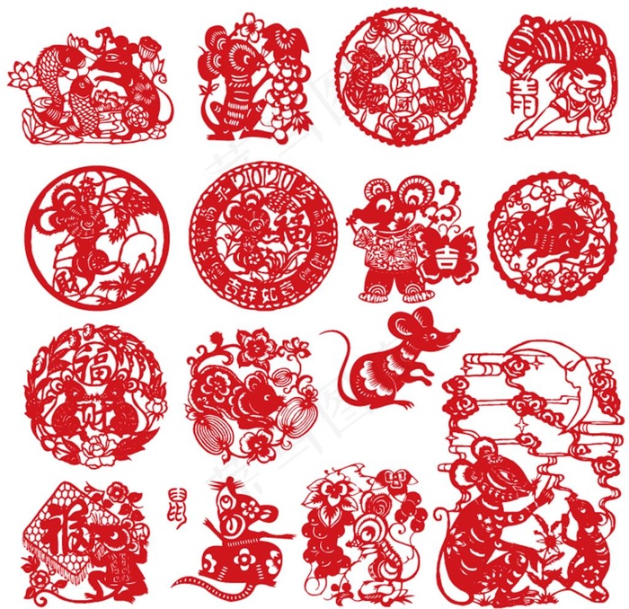 鼠年剪纸图片