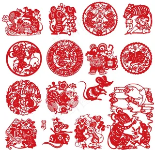 鼠年剪纸图片