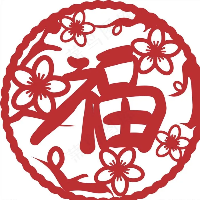 福字窗花剪纸门画图片cdr矢量模版下载