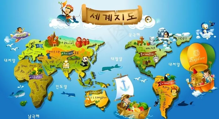 世界动物图图片ai矢量模版下载